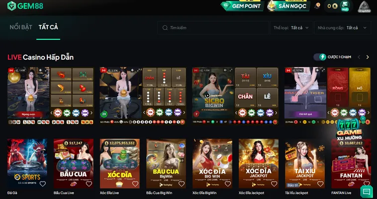 Live Casino Gem88 Sòng Bài Trực Tuyến Đẳng Cấp 5 Sao Với Dealer Quy Phái