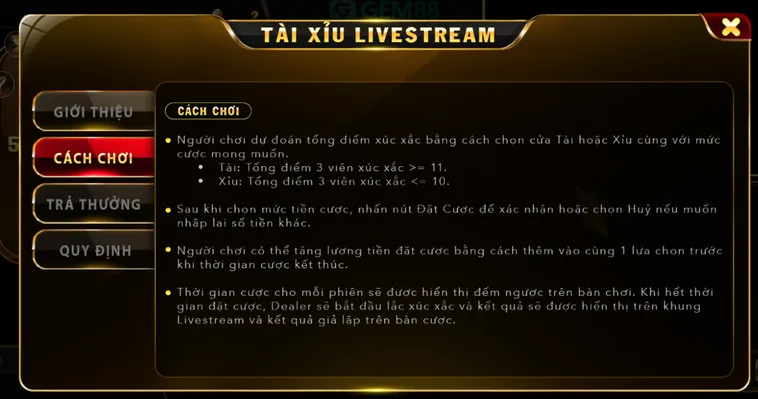 Tài Xỉu Live Tại Gem88 Chinh Phục Những Con Số Nhận Quà Tặng Tỷ Đồng